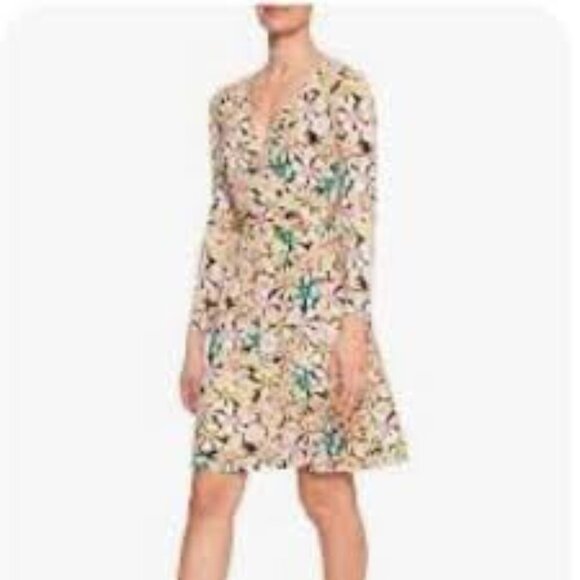 Banana Republi Dress Women's MP Medium Petite Floral Wrap Jersey Knit Career - Picture 7 of 7